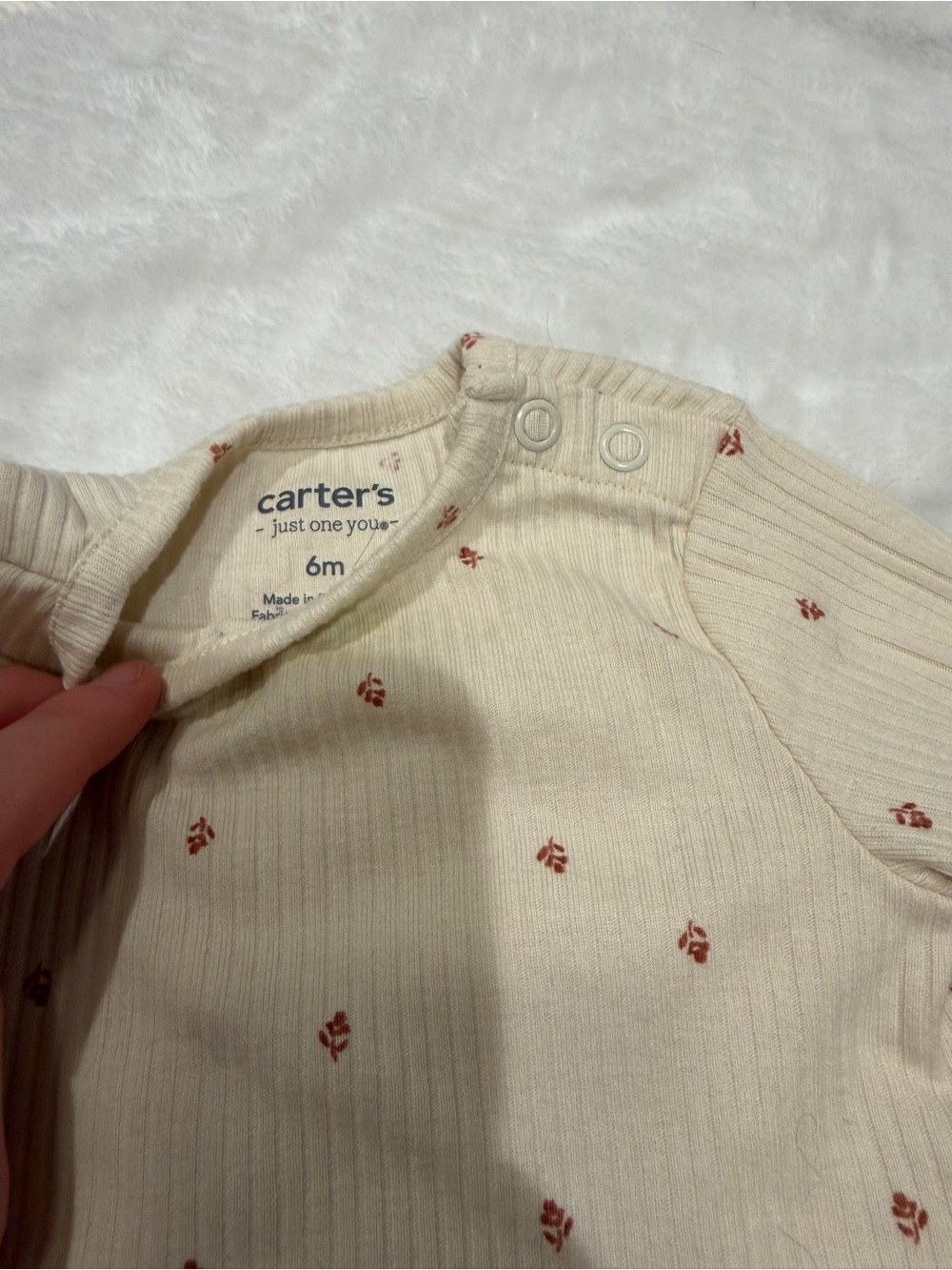 Carter's Cream Ribbed Floral Ruffle Pajama Set - Picture 3 of 4